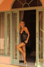 Velour Sparkle Mini Dress Black