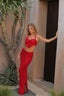 Crimson Flame | Ruched Maxi Dress