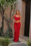 Crimson Flame | Ruched Maxi Dress