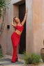 Crimson Flame | Ruched Maxi Dress