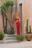 Crimson Flame | Ruched Maxi Dress
