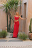 Crimson Flame | Ruched Maxi Dress