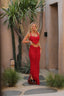 Crimson Flame | Ruched Maxi Dress