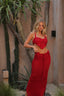 Crimson Flame | Ruched Maxi Dress