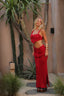 Crimson Flame | Ruched Maxi Dress