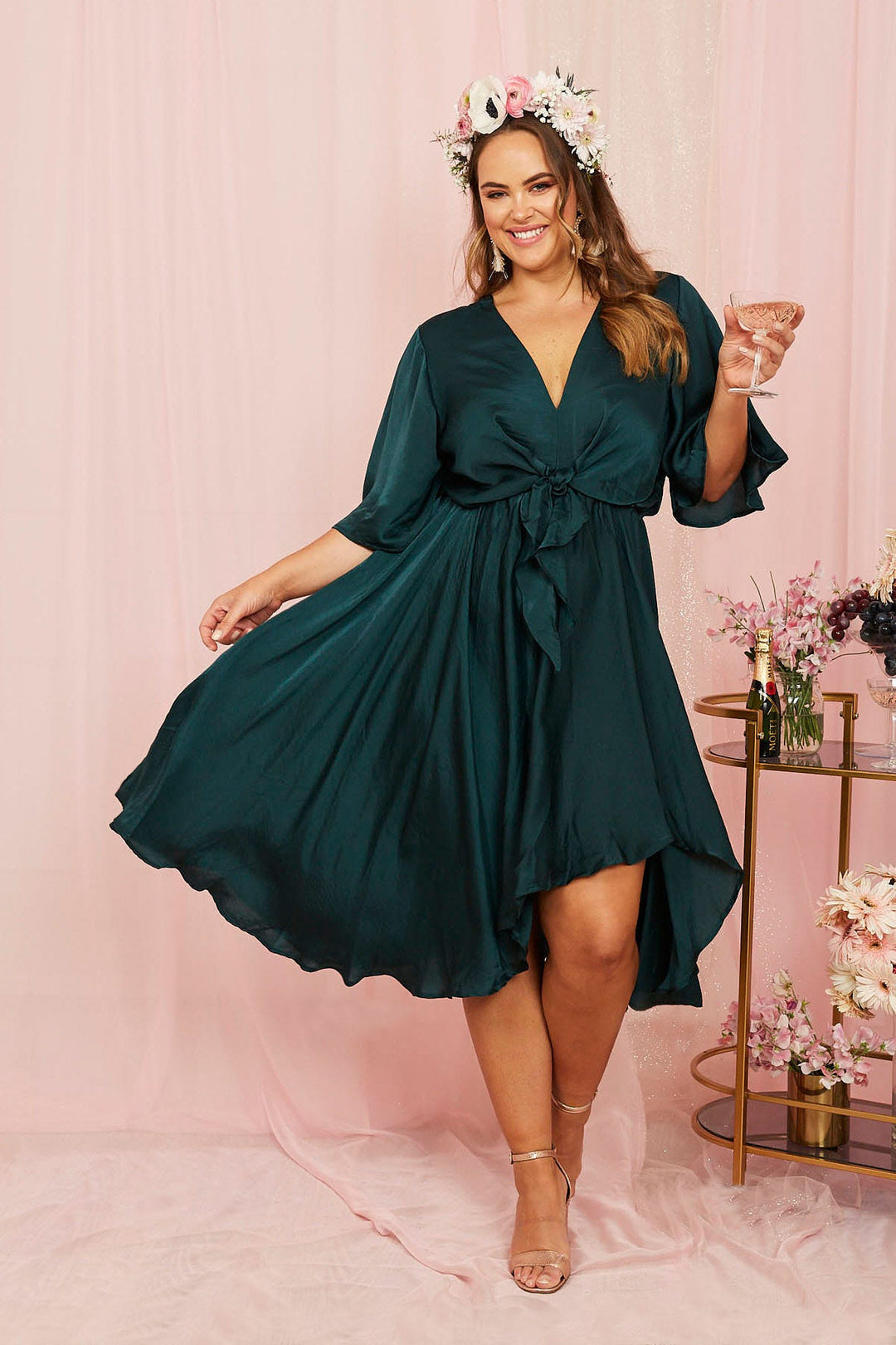 Helsinki Dress in Emerald Green