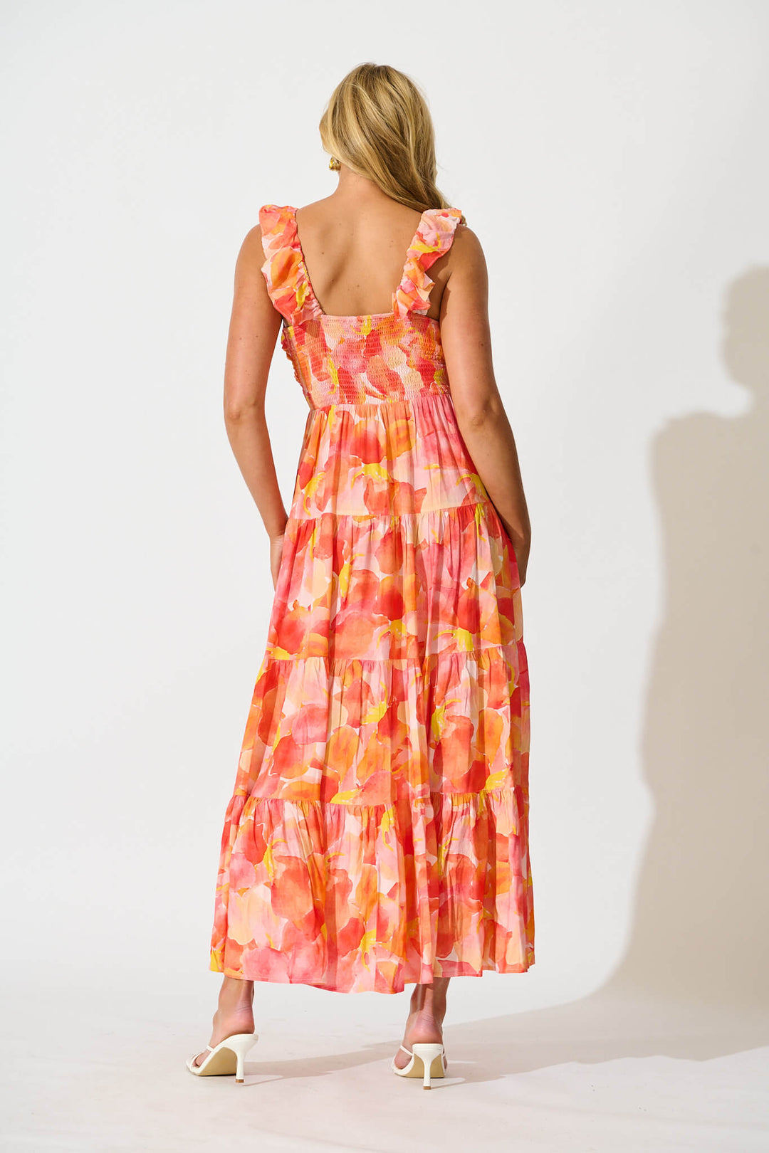 Monroe Maxi Sundress In Orange and Red Multi