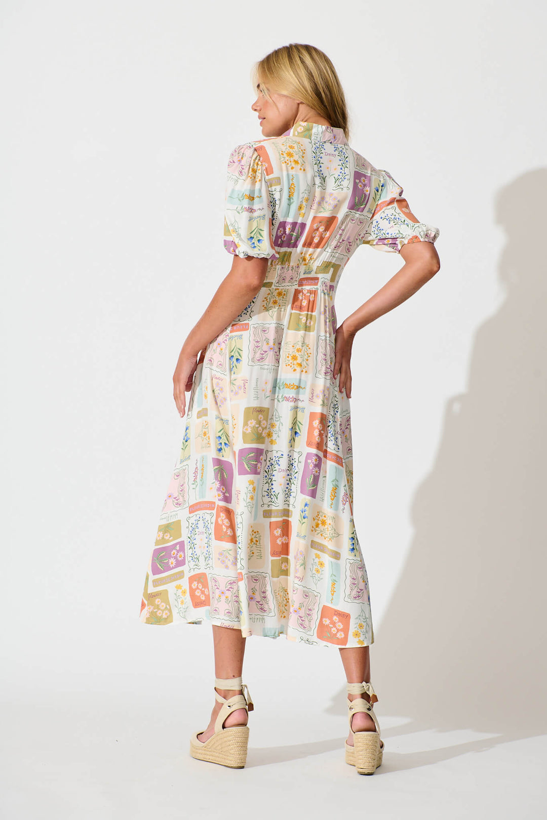 Bella Maxi Shirt Dress In Daisy Patchwork Print