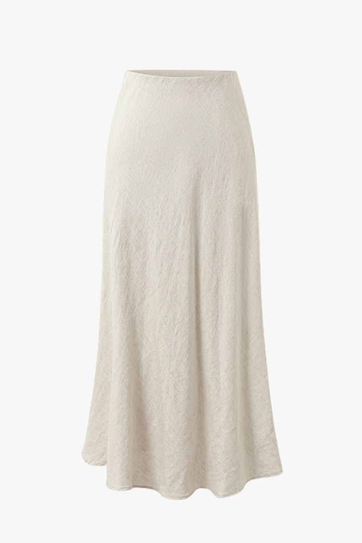 Bliss Natural Linen Bias Midi Skirt