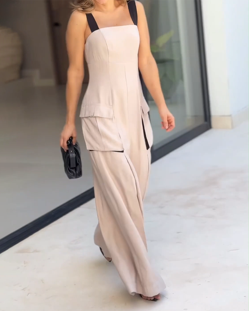 Strapless Colorblock Straight Jumpsuit