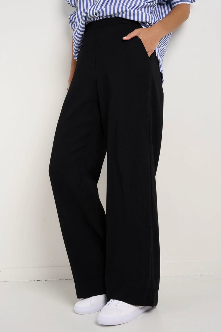 Best Life Black Soft Crepe Wide Leg Pant