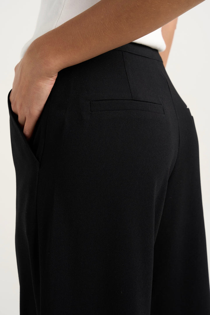 Best Life Black Soft Crepe Wide Leg Pant