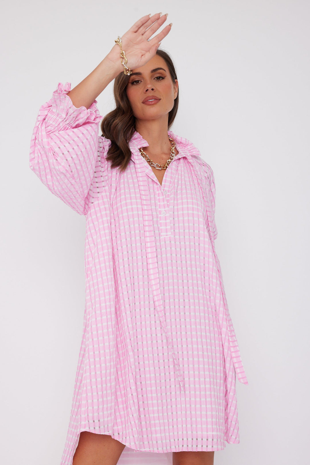 LYCIUM Dress Chequer Pink