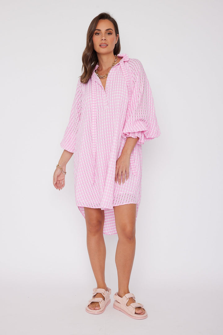 LYCIUM Dress Chequer Pink