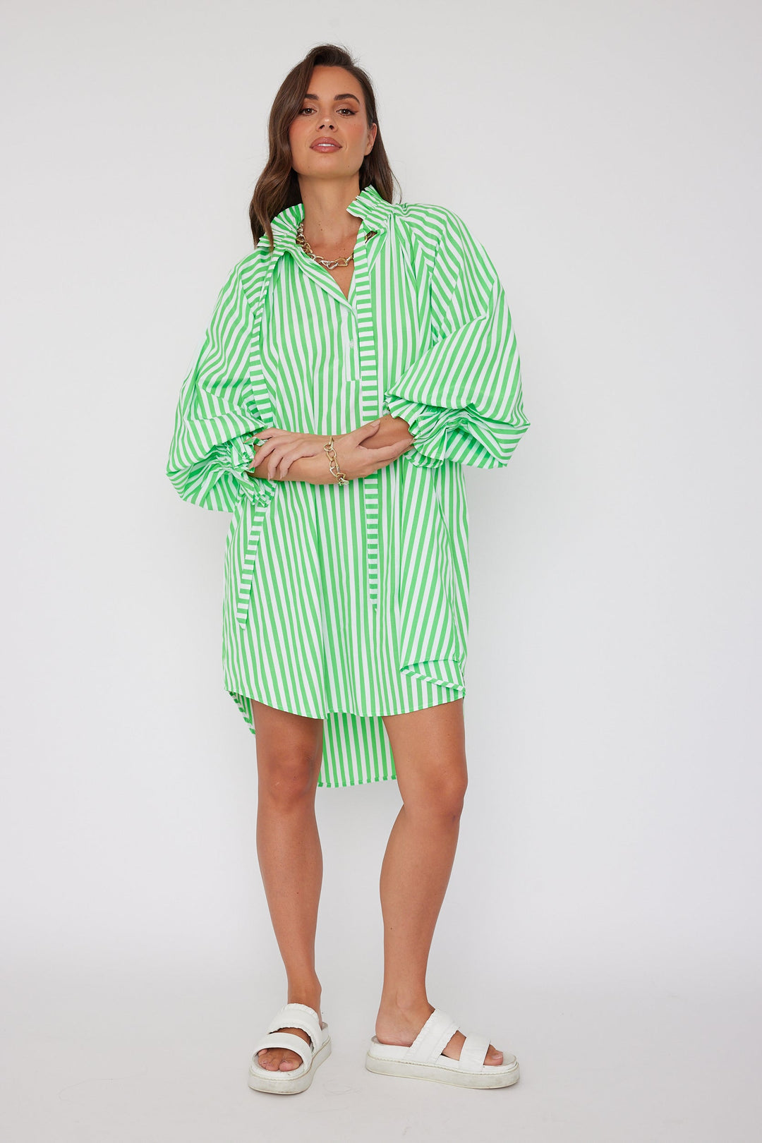 LYCIUM Dress Lime Stripe