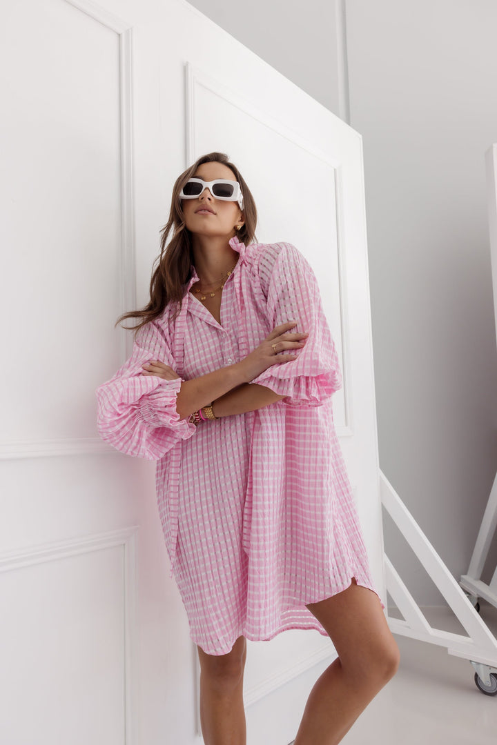 LYCIUM Dress Chequer Pink