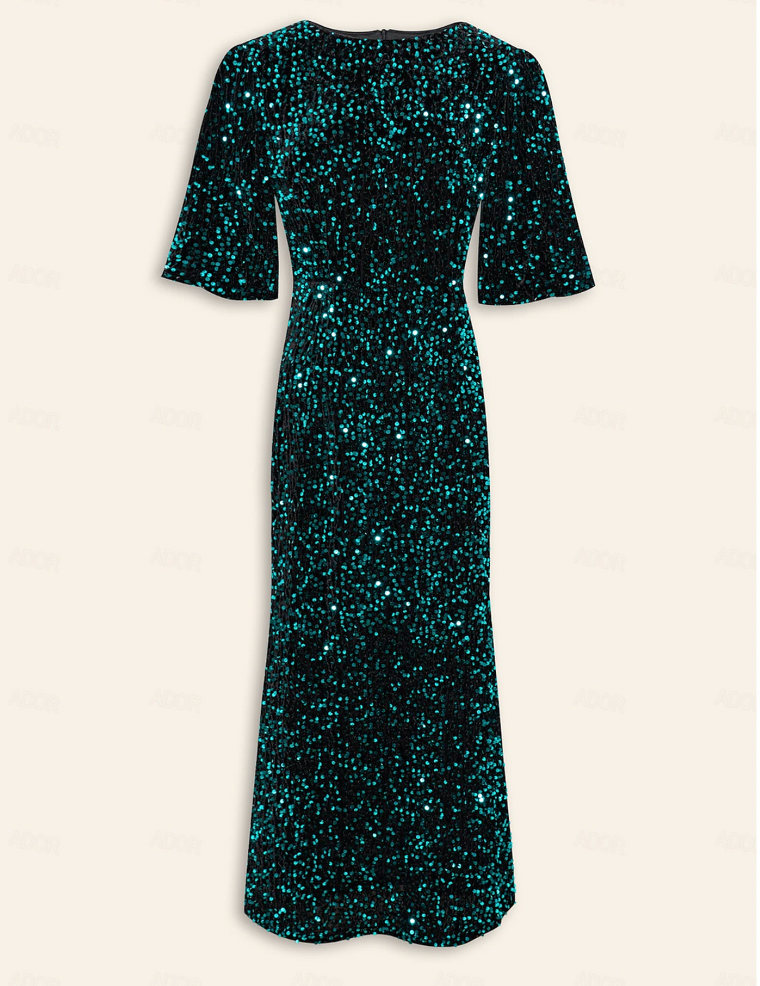 Velour Sequin | Puff Sleeve Sparkly Elegant Maxi Dress