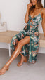 Myla | Satin Floral Split Midi Dress