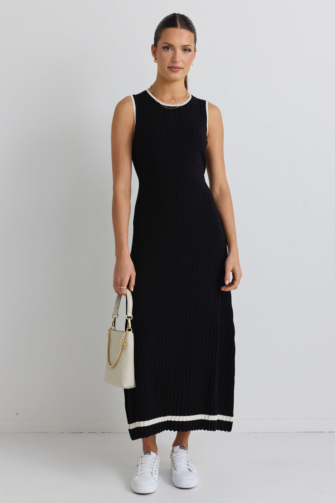 Venice Black Rib Sleeveless Knit Maxi Dress