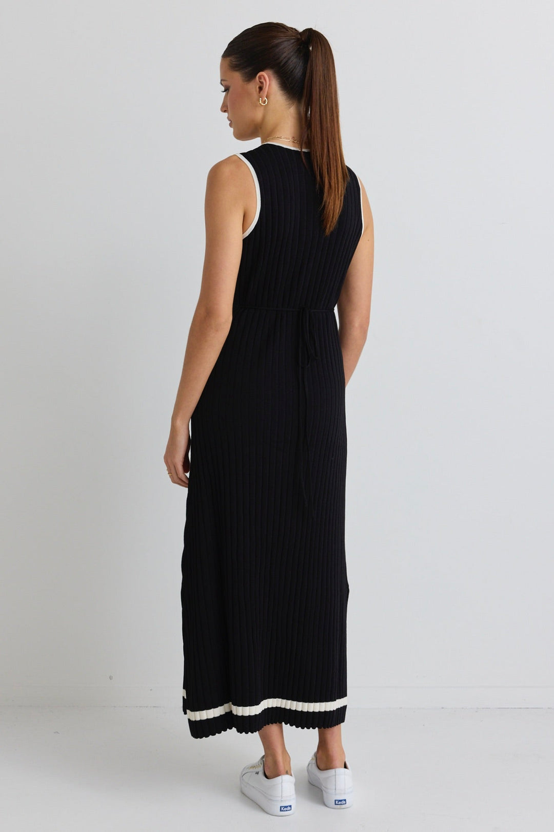 Venice Black Rib Sleeveless Knit Maxi Dress