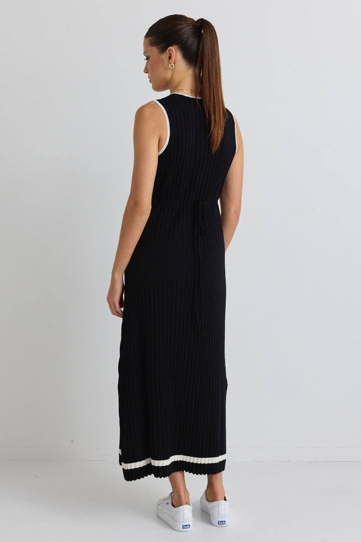 Venice Black Rib Sleeveless Knit Maxi Dress