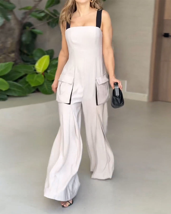 Strapless Colorblock Straight Jumpsuit