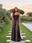 Caitlyn Leopard Print Lace-Up Waist Maxi Dress