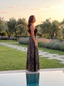 Caitlyn Leopard Print Lace-Up Waist Maxi Dress