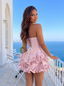 Zerela Strapless Corset Ruffle Hem Mini Dress
