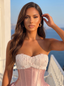 Zerela Strapless Corset Ruffle Hem Mini Dress