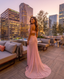 Aluma Crystal Chain Sheer Flow Maxi Dress