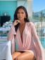Carol Cowl Neck Draped Mini Dress