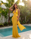 Fielle Plunge Cutout Draped Maxi Dress