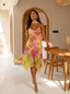 Lunette Floral Print Scarf & Asymmetric Midi Dress