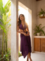 Nathalie Open-Back Draped Midi Dress