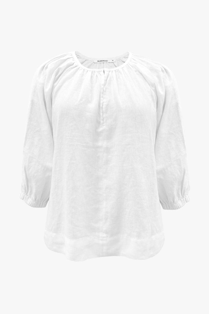 Revolutionary White Linen Relaxed LS Top